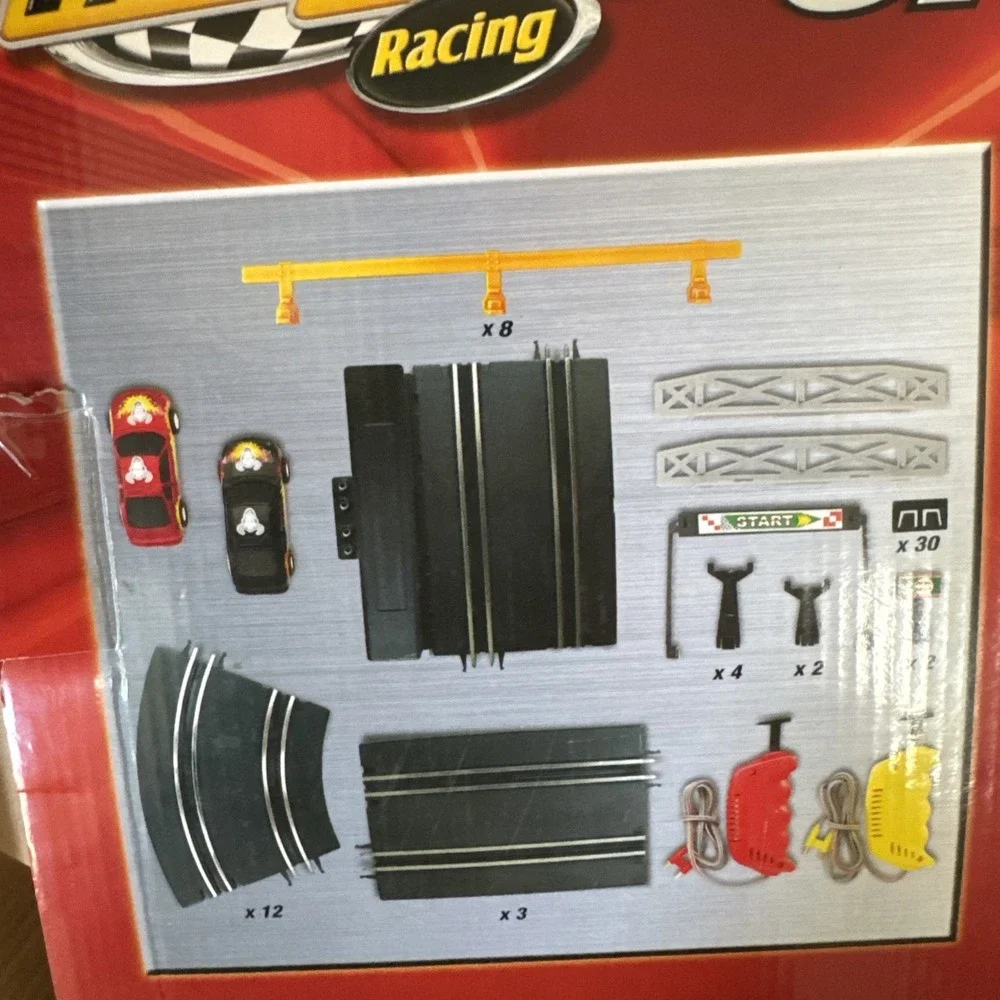 Toys R Us Fast Lane Speedy Racer Slot Car Race Track Set W/2‎ Tuner Style Cars